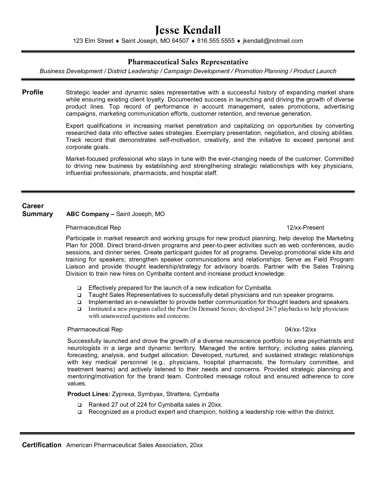 Entry Level Pharmaceutical Sales Rep Resume Sample Pharmaceutical Sales Resume Entry Level