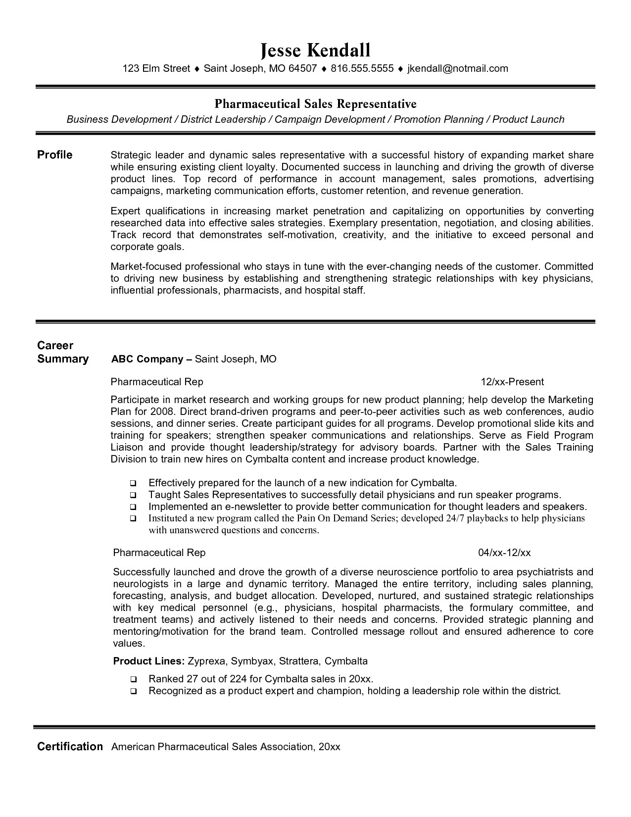 Entry Level Pharmaceutical Sales Resume Sample Pharmaceutical Sales Resume Entry Level