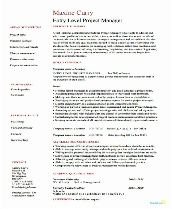 Entry Level Project Coordinator Resume Sample √ 20 Entry Level Project Coordinator Resume
