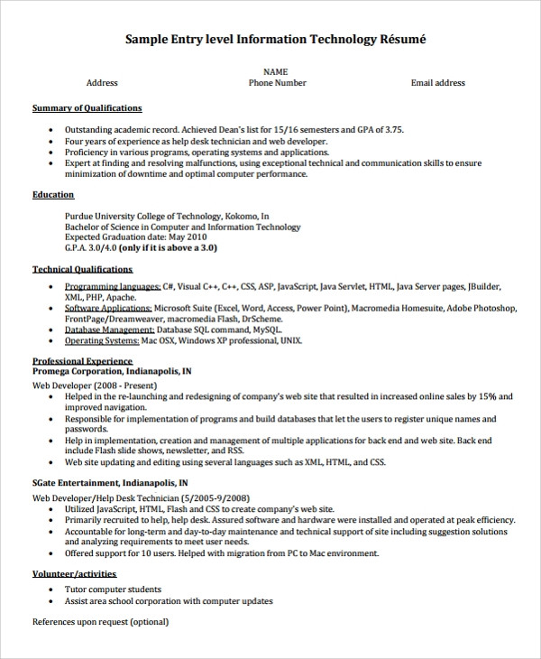 Entry Level Resume Samples for College Graduate Free 8 Sample College Graduate Resume Templates In Ms