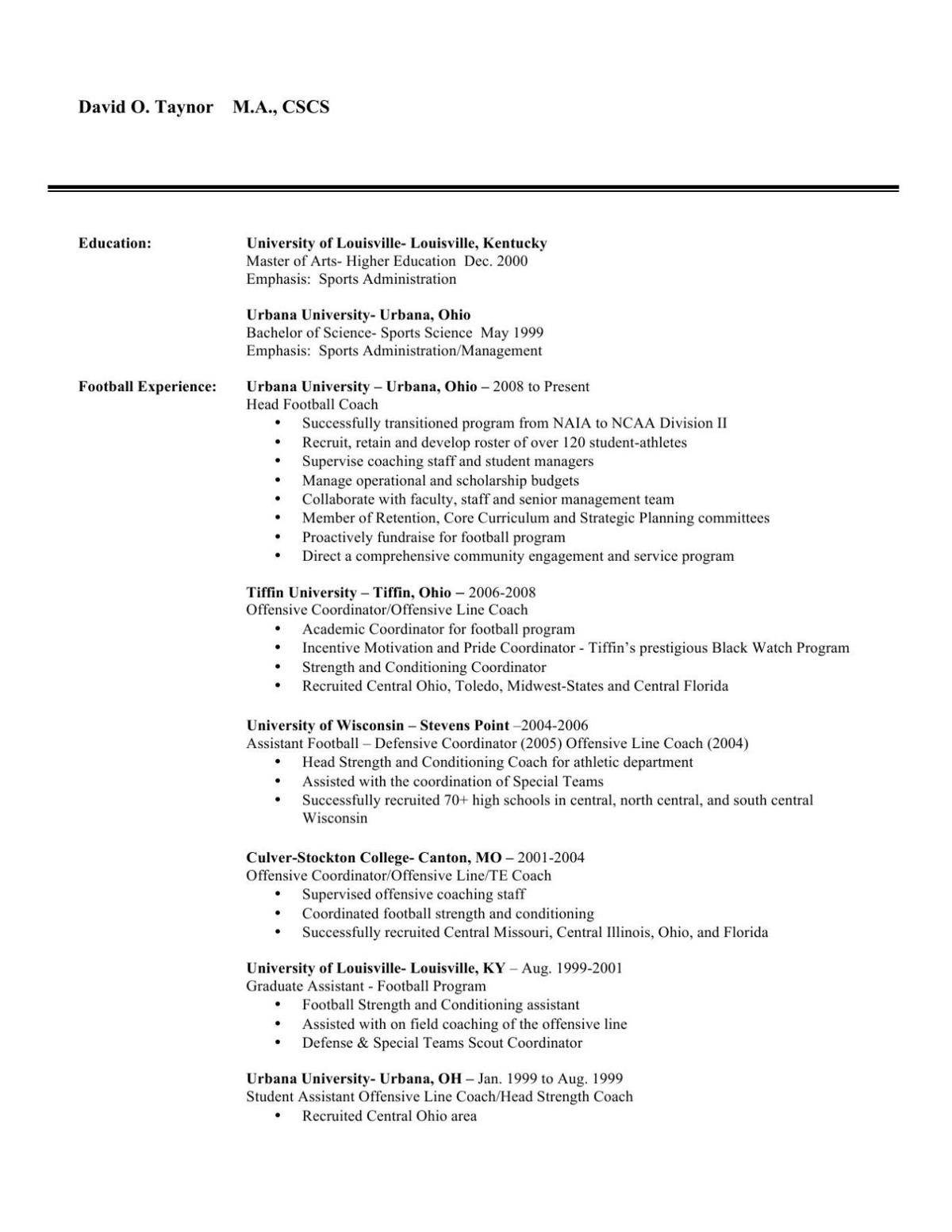 High School Football Coach Resume Sample High School Football Coach Resume Pdf October 2021