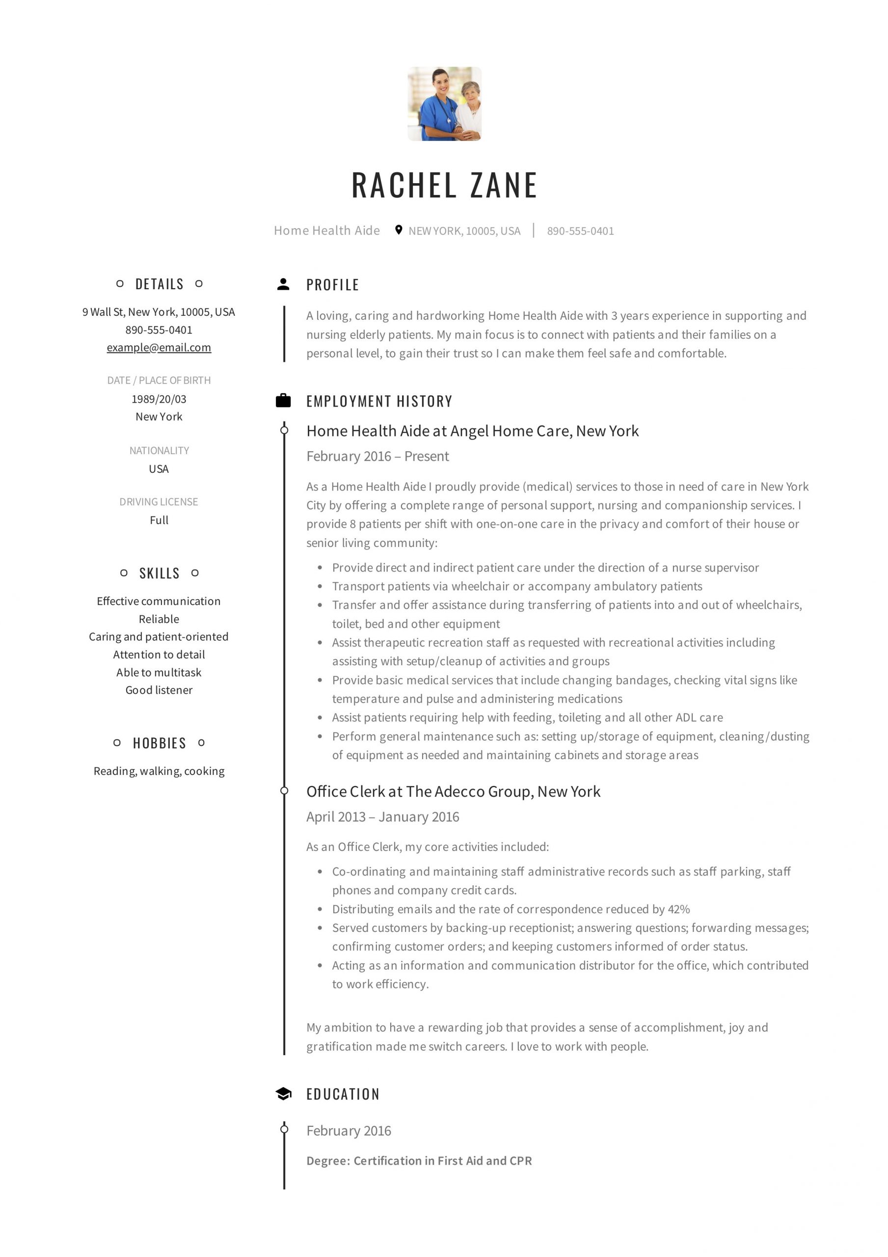 Home Health Aide Resume Objective Samples Home Health Aide Resume Sample & Writing Guide