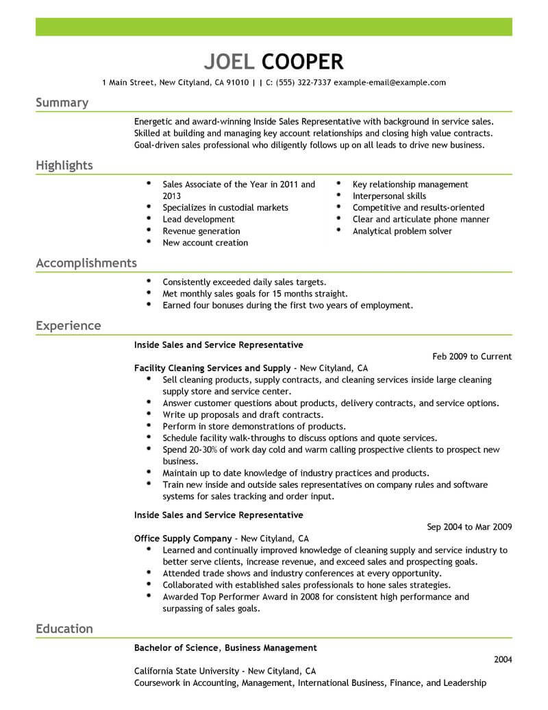 Inside Sales Account Manager Resume Sample Best Inside Sales Resume Example From Professional Resume Writing …