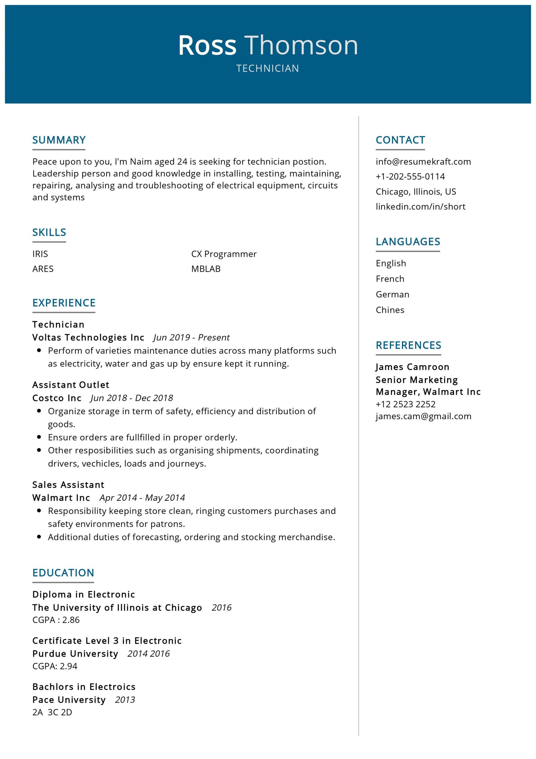 Instrumentation and Control Technician Resume Sample Technician Resume Sample 2021 Writing Tips – Resumekraft