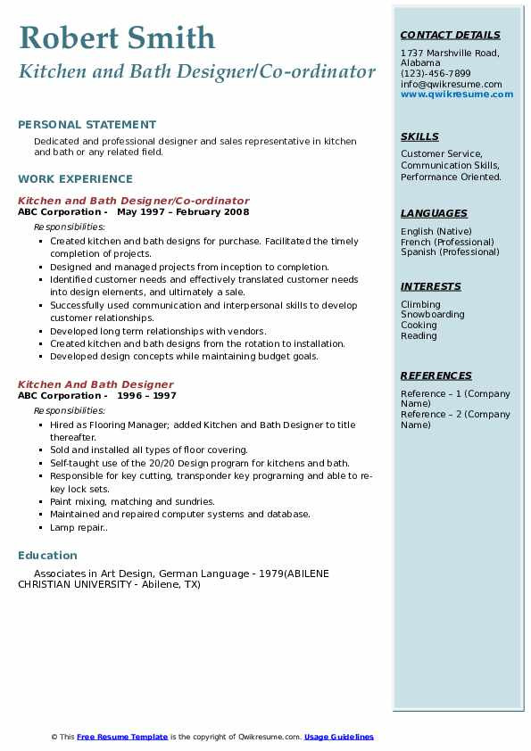 Kitchen and Bath Designer Resume Sample Kitchen and Bath Designer Resume Samples
