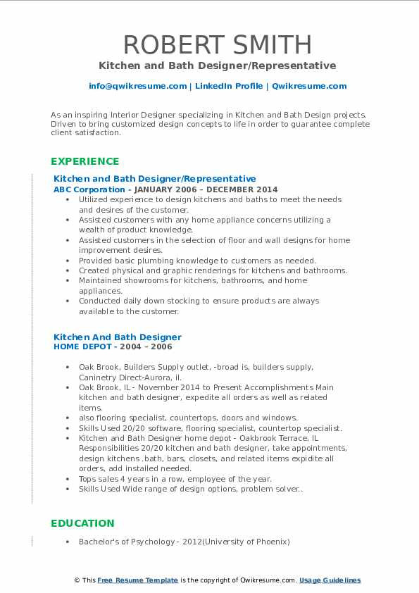 Kitchen and Bath Designer Resume Sample Kitchen and Bath Designer Resume Samples