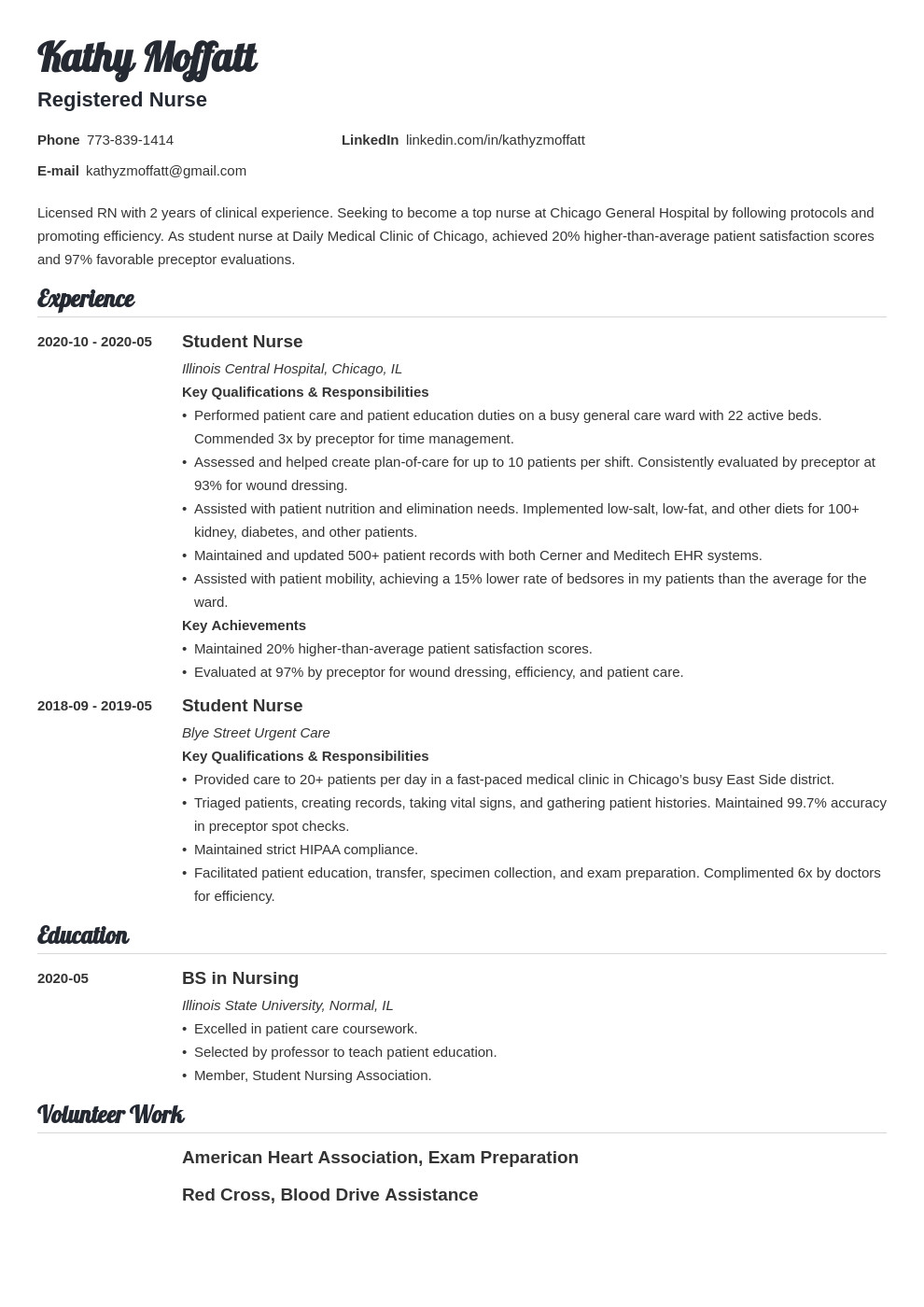 New Grad Registered Nurse Resume Sample New Grad Nursing Rn Resume Examples & Guide