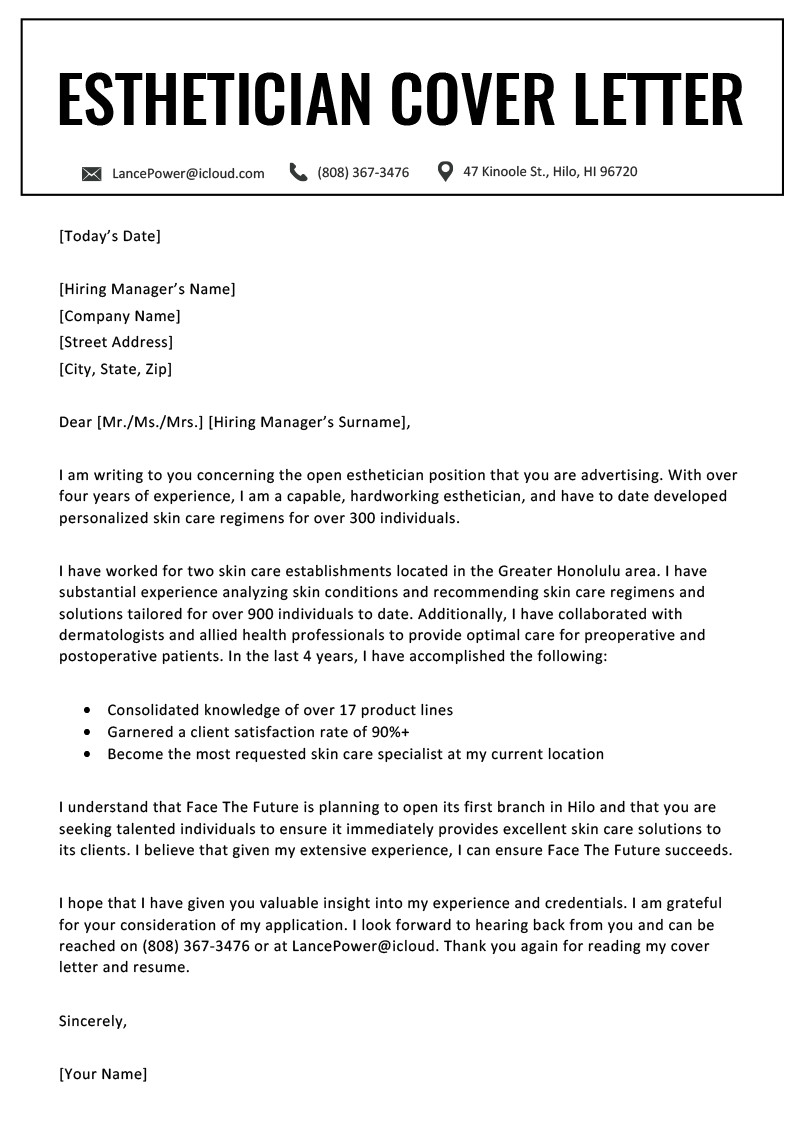 Sample Cover Letter for Esthetician Resume Esthetician Cover Letter Sample for Download Writing Tips Sample Cover Letter for Esthetician Resume Esthetician Cover Letter Sample for Download Writing Tips