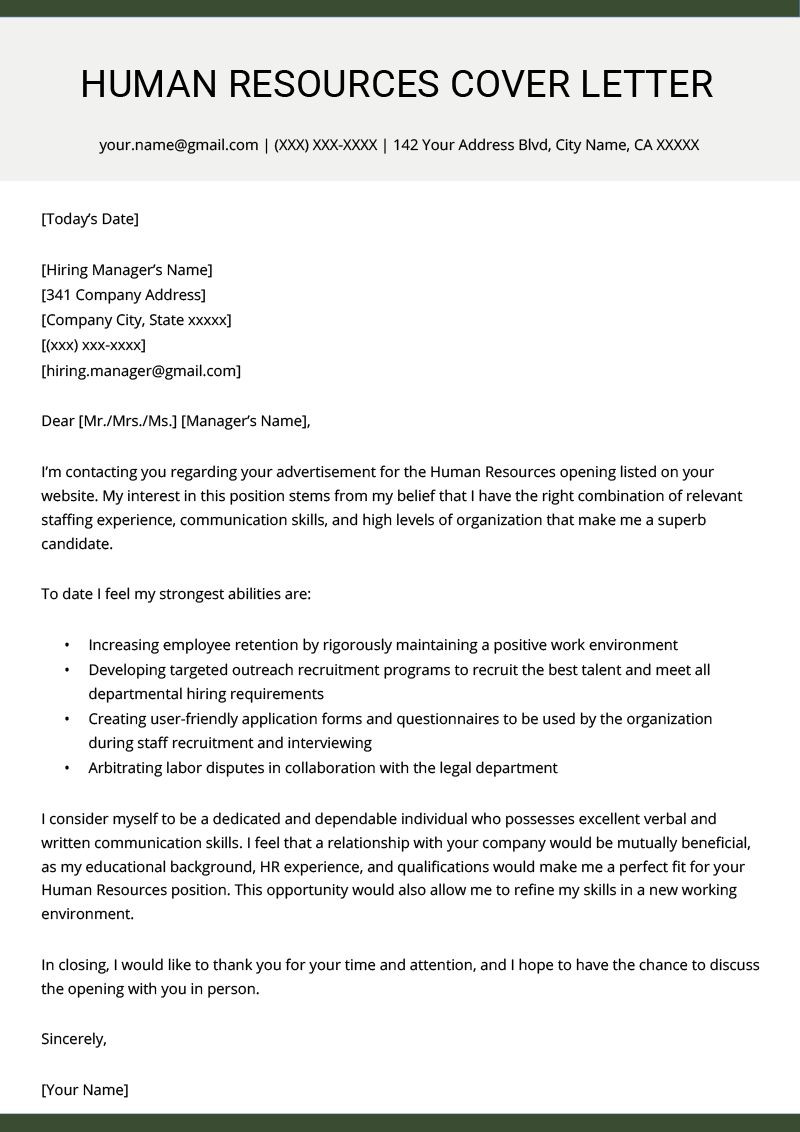 Sample Cover Letter for Resume Human Resources Manager Here some Writing Tips and Examples Of Human Resources