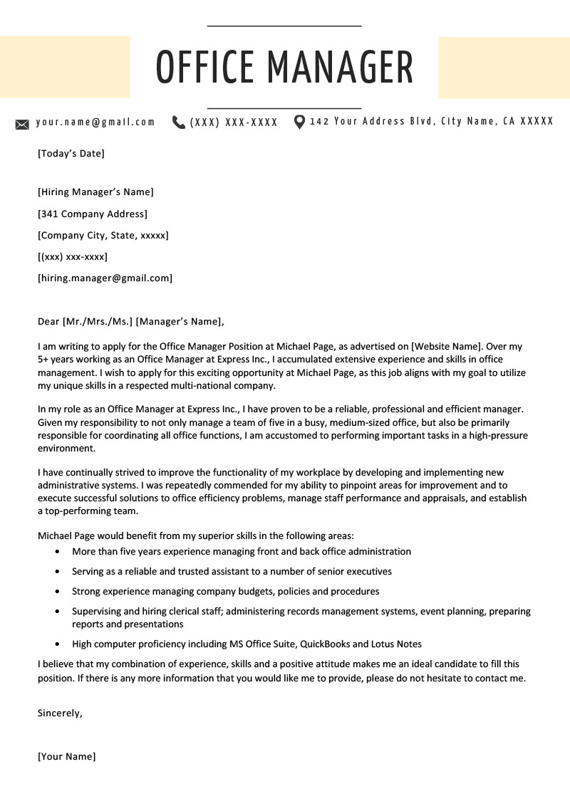 Sample Cover Letter for Resume Management Fice Manager Cover Letter Sample & Writing Tips