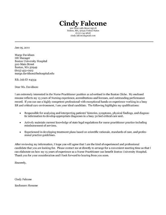 Sample Cover Letter for Resume Nurse Practitioner Nurse Practitioner Cover Letter Example Sample