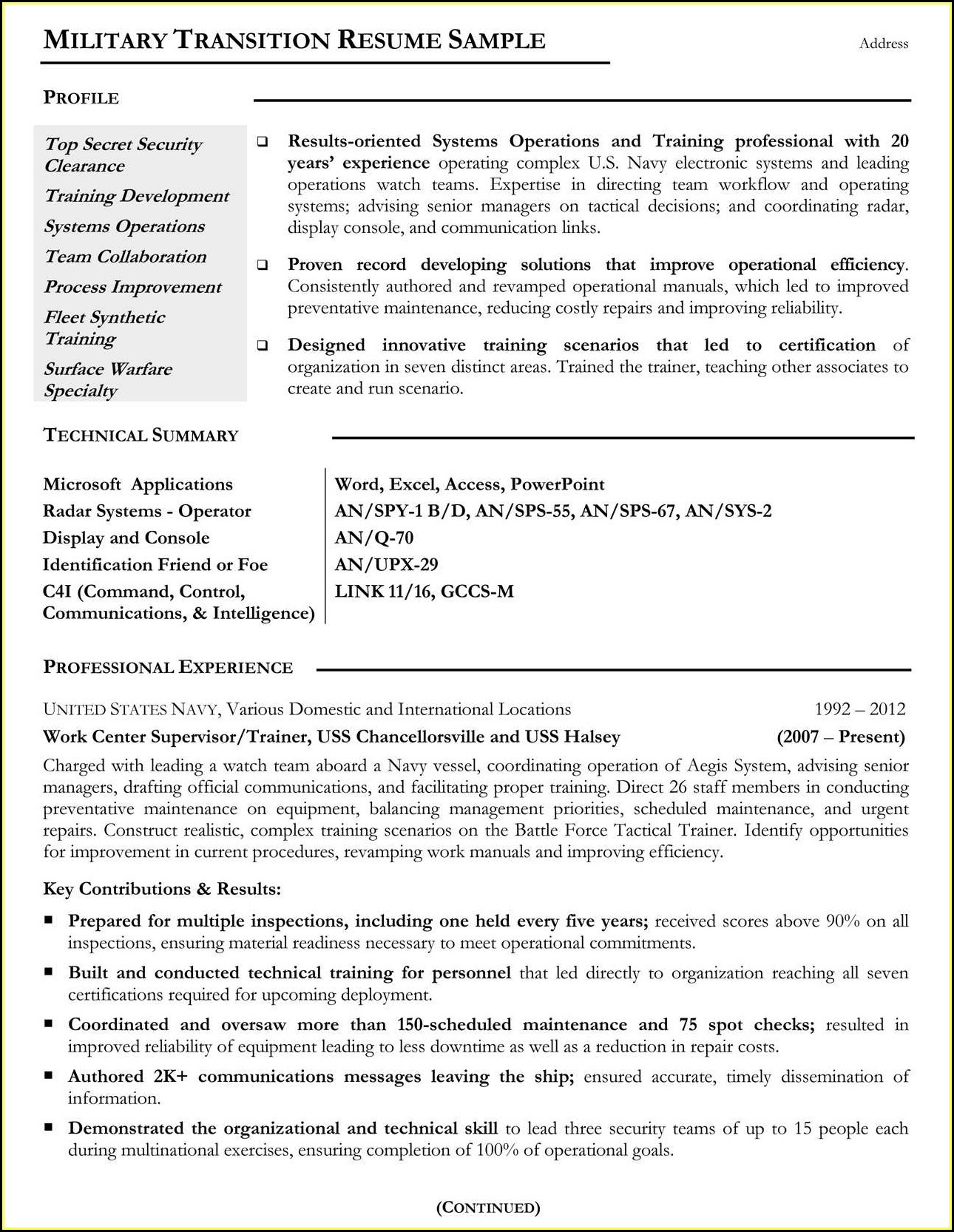 Sample Military Resume for Civilian Job Best Military to Civilian Resume Writing Service: Military to …