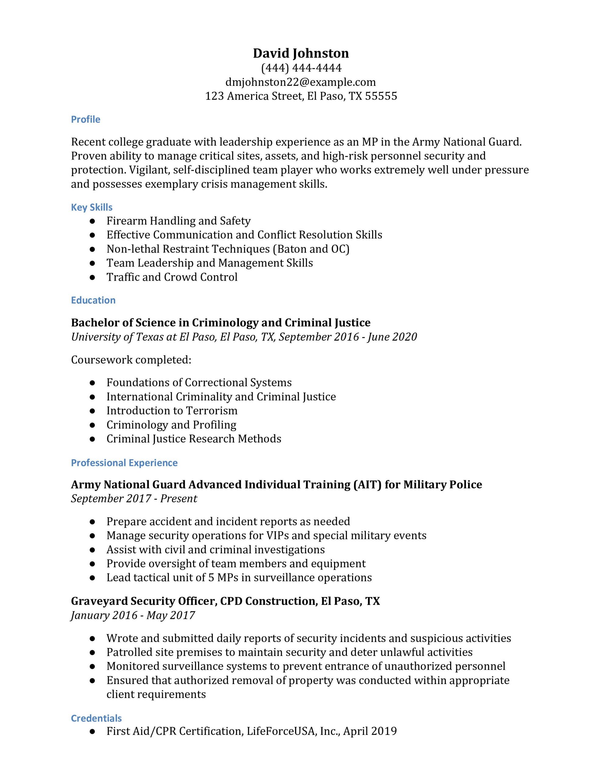 Sample Military Resume for Civilian Job Military-to-civilian Resume Examples – Resumebuilder.com