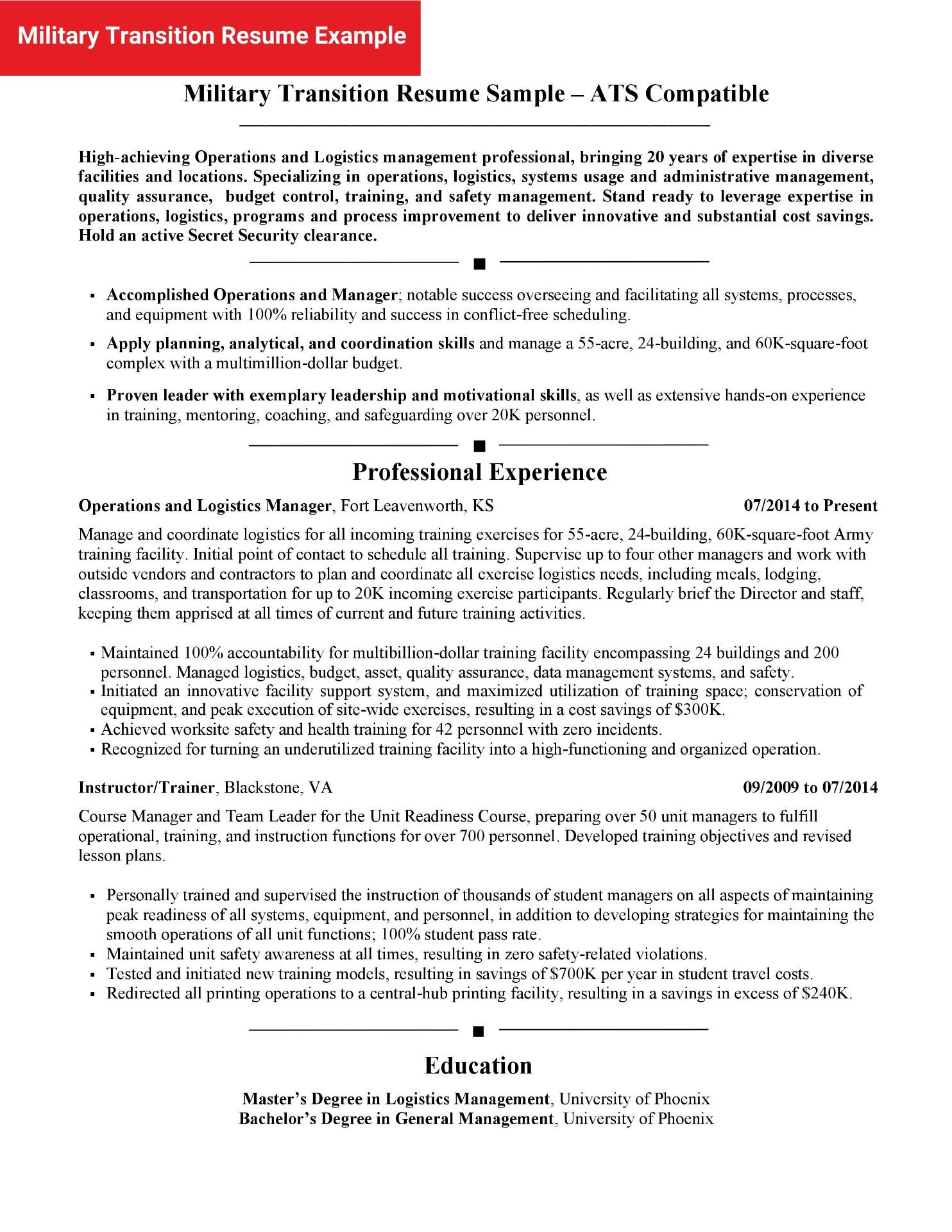 Sample Military to Civilian Transition Resume 7 Free Federal Resume Samples & Writing Tips and Trends