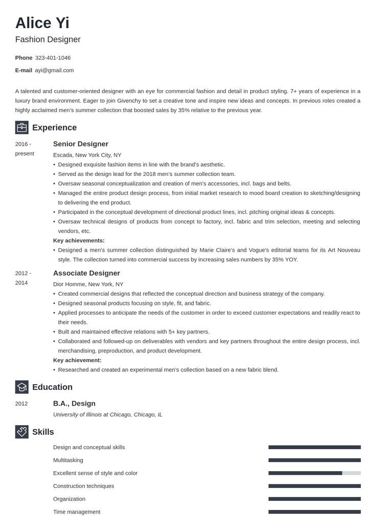 Sample Resume Fashion Design Personal Statement Fashion Designer Resume Example Template Newcast In 2020