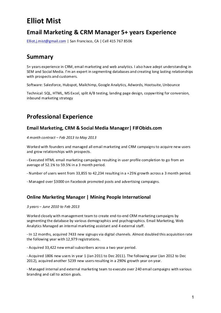 Sample Resume for 1.5 Years Experience Resume format for 5 Years Experience In Marketing Resume
