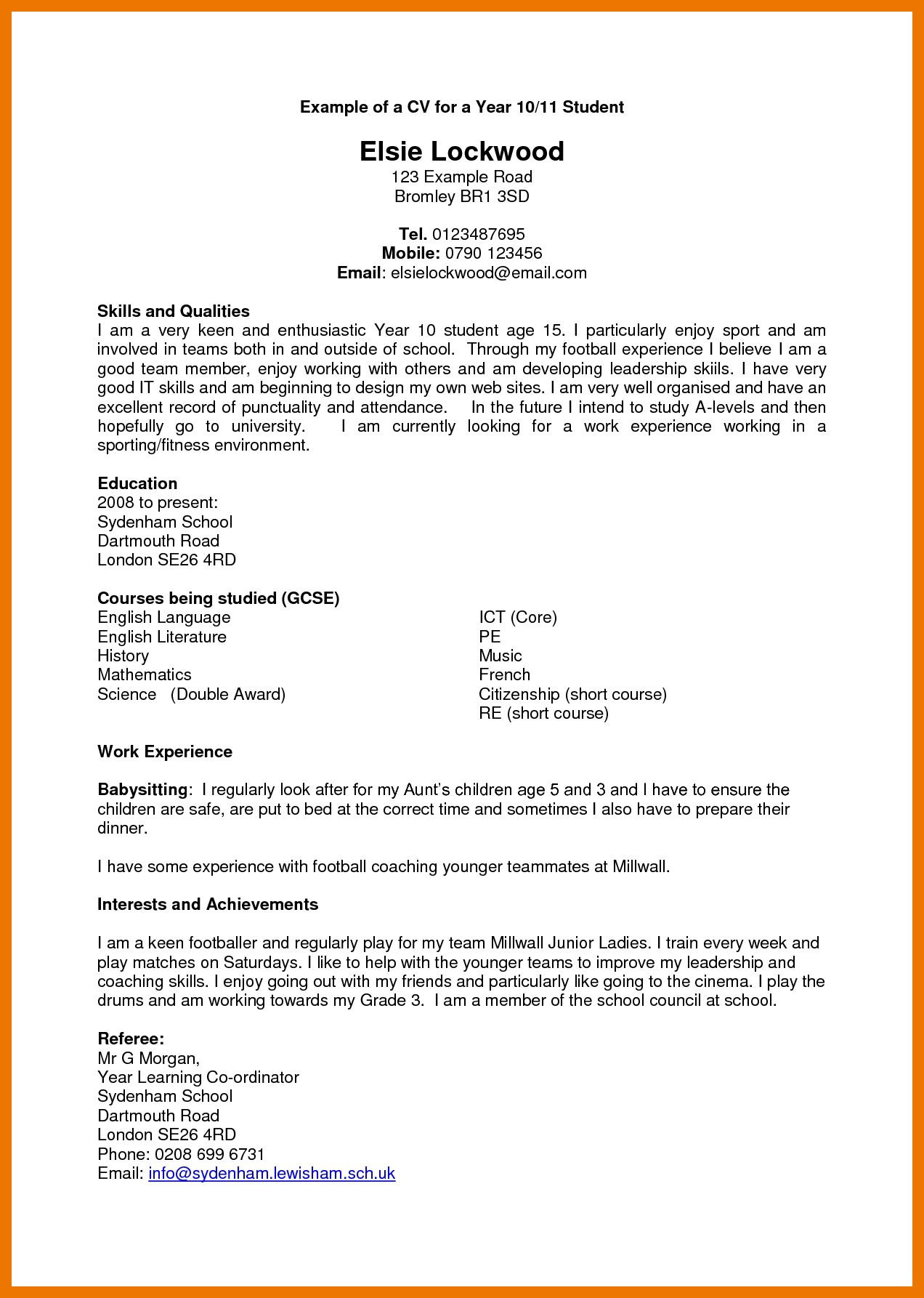 Sample Resume for 11 Years Experience Cv Template Year 11 Resume format