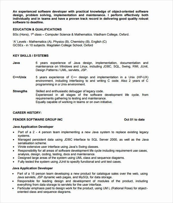 Sample Resume for 2 Years Experience In Java Java Developer Resume 2 Years Experience Fresh Free 5