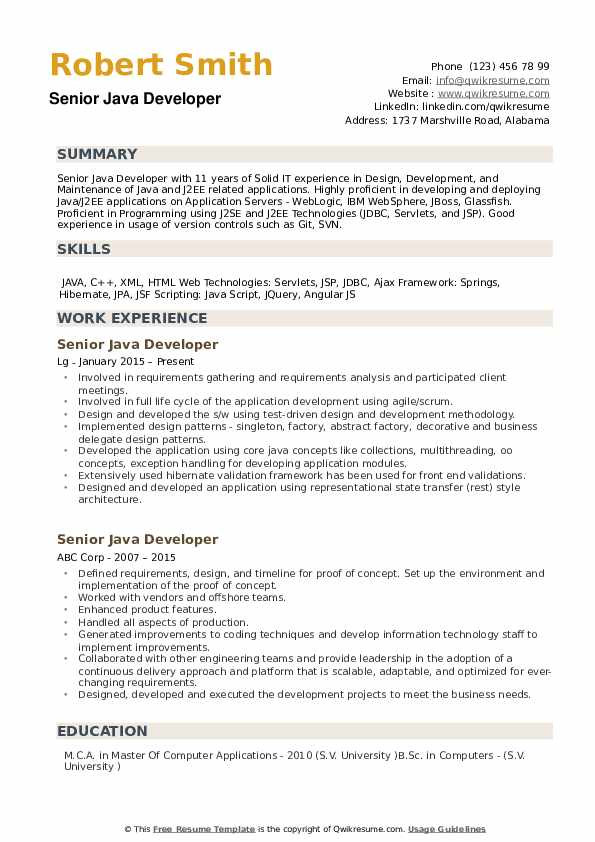 Sample Resume for 8 Years Experience In Java Java Developer Resume 8 Years Experience Sample It Takes