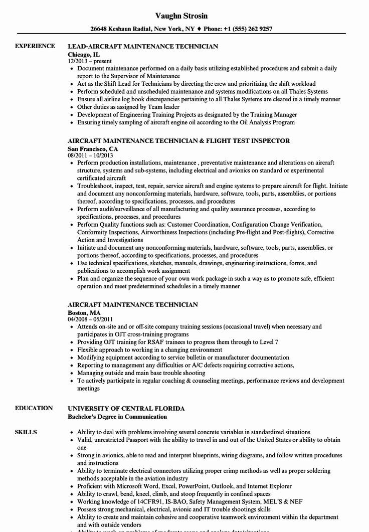 Sample Resume for Aircraft Maintenance Technician Ojt Lovely Aircraft Maintenance Technician Resume Talktomartyb