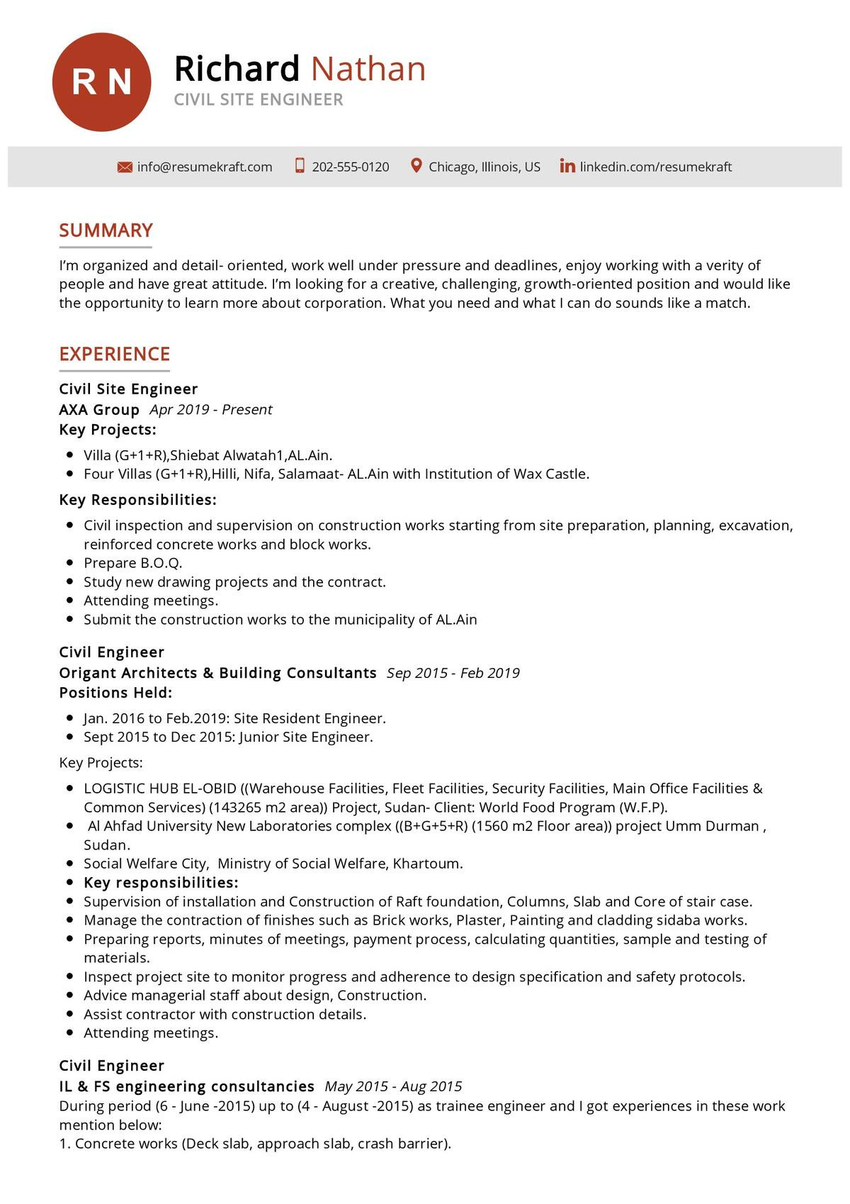 Sample Resume for Civil Site Engineer Civil Site Engineer Resume Sample Resumekraft