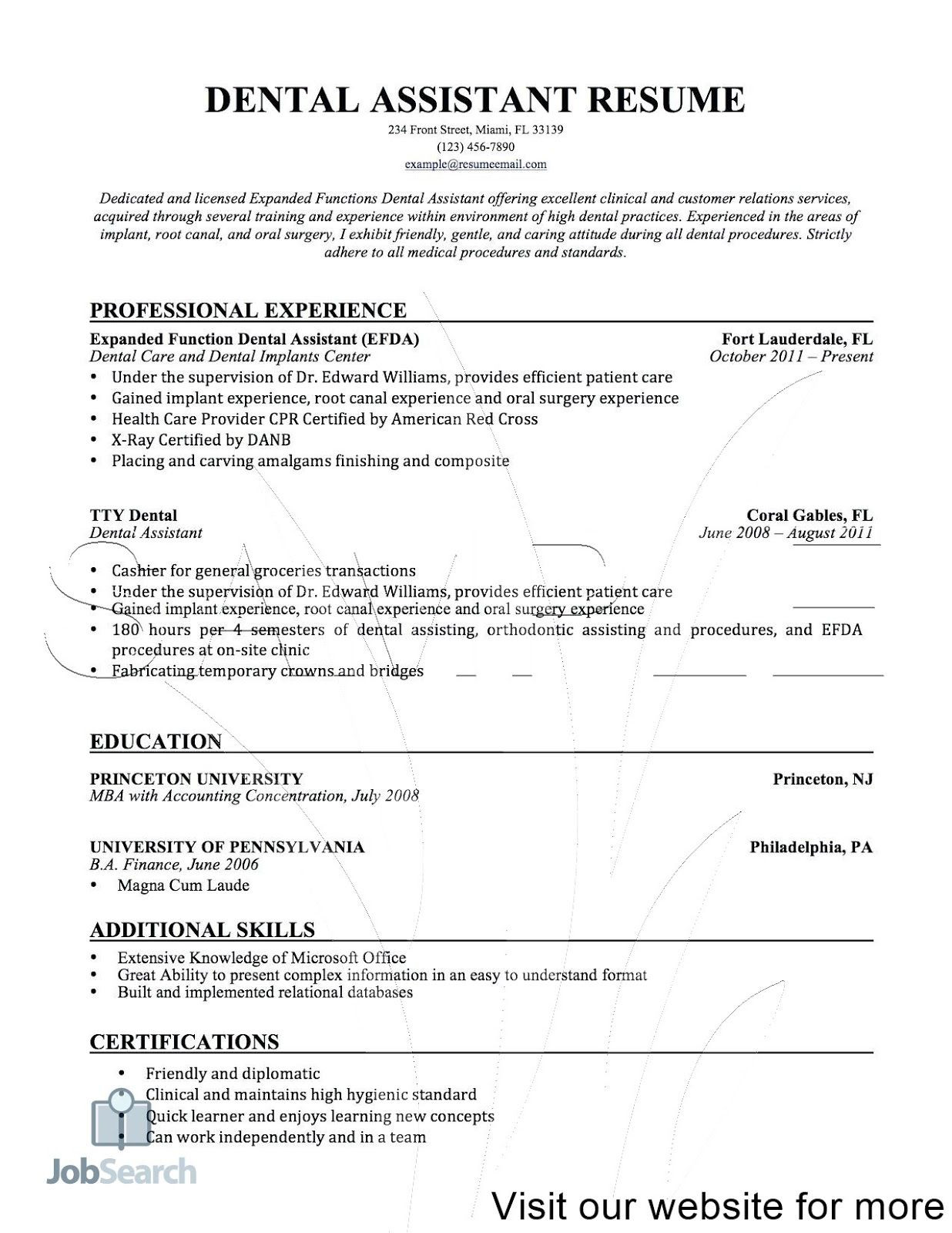 Sample Resume for Dental assistant with No Experience Dental assistant Resume Professional Experience Dental assistant …