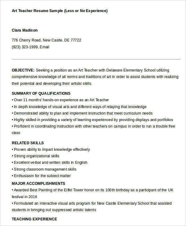 Sample Resume for English Teacher with No Experience Resume for Esl Teacher with No Experience