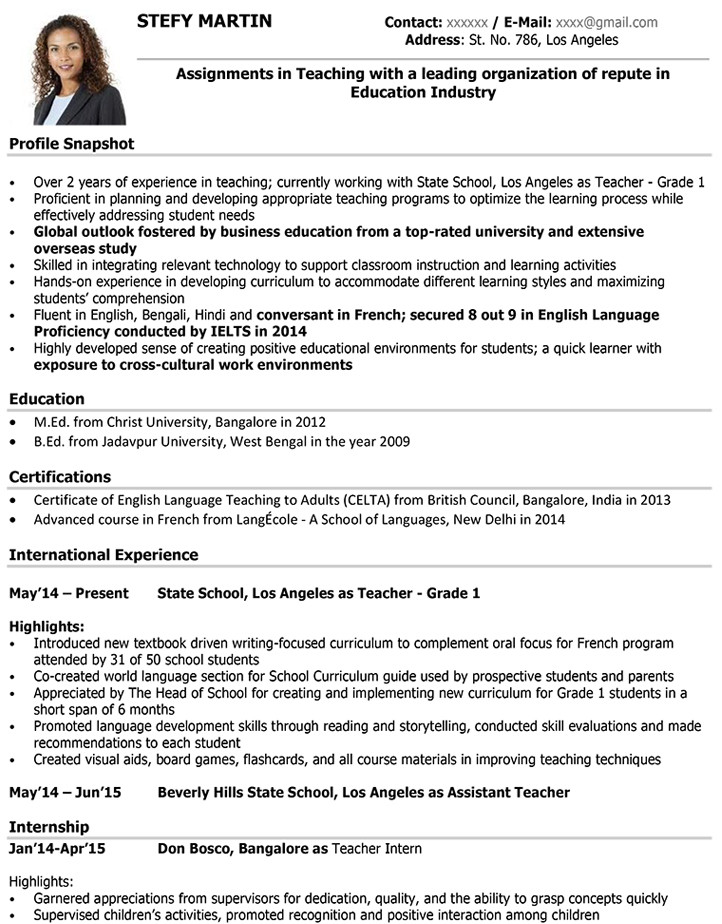 Sample Resume for English Teachers In India Cv Samples for Teachers In India 15 top Teacher Resume