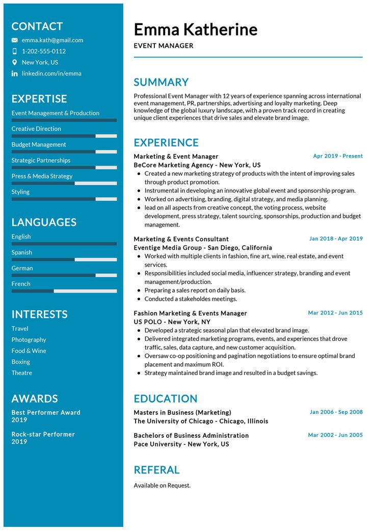 Sample Resume for event Management Job event Manager Resume Example In 2020