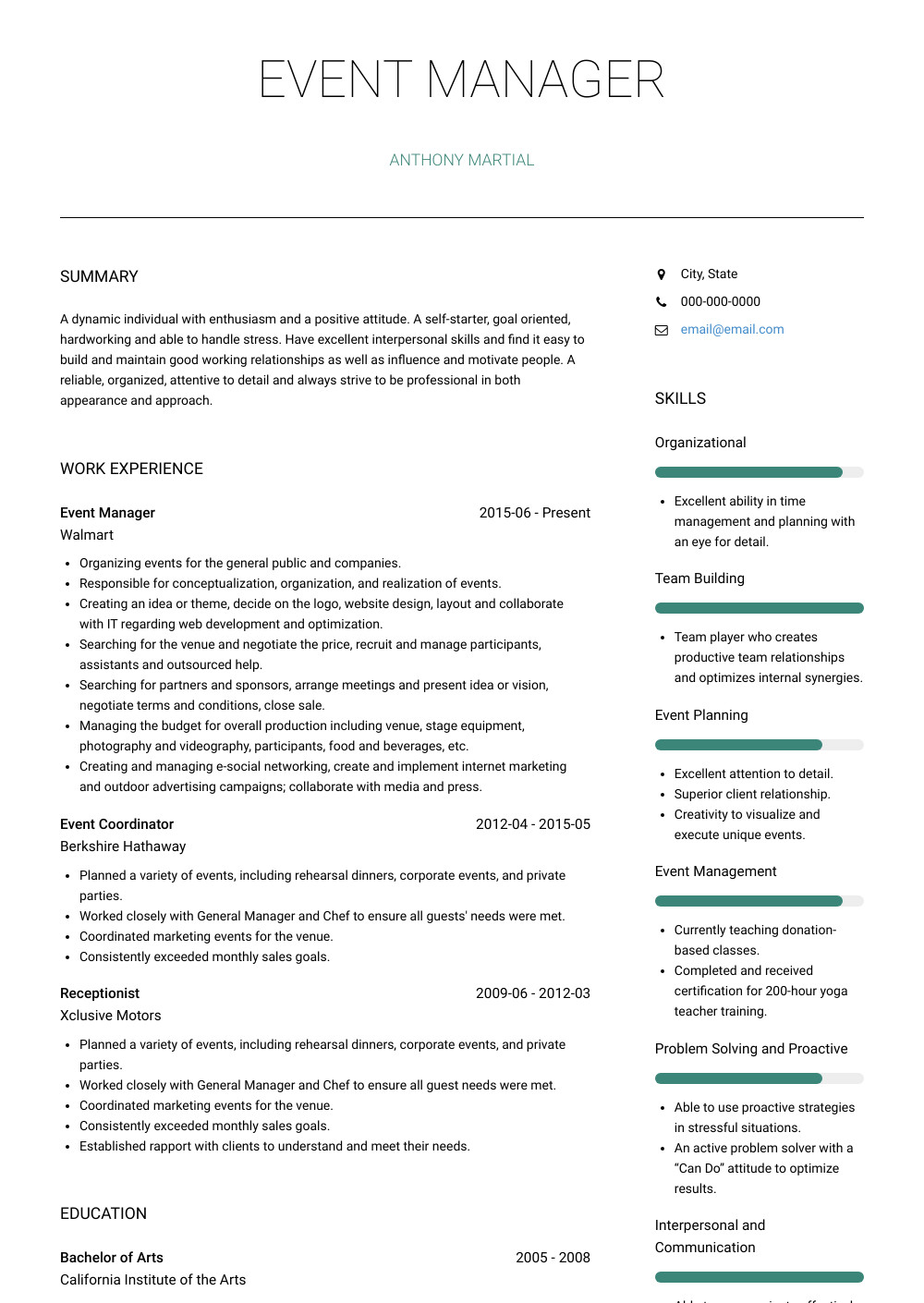 Sample Resume for event Management Job event Manager Resume Samples and Templates