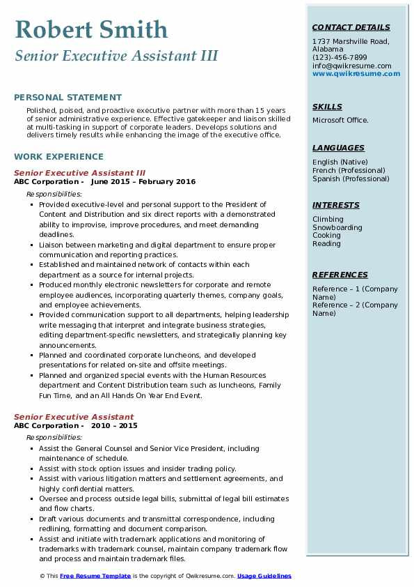 Sample Resume for Executive assistant to Senior Executive Senior Executive assistant Resume Samples