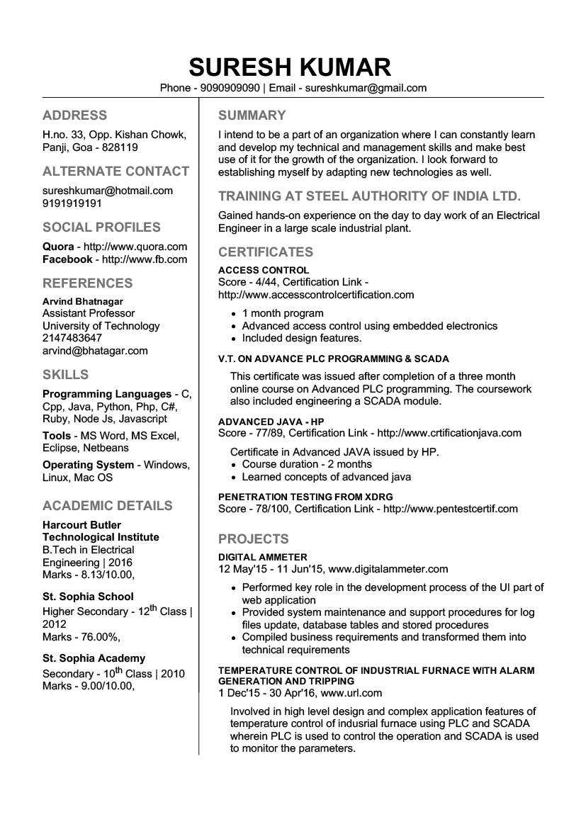 Sample Resume for Freshers Looking for the First Job Pdf Sample Resume for Freshers Looking for the First Job