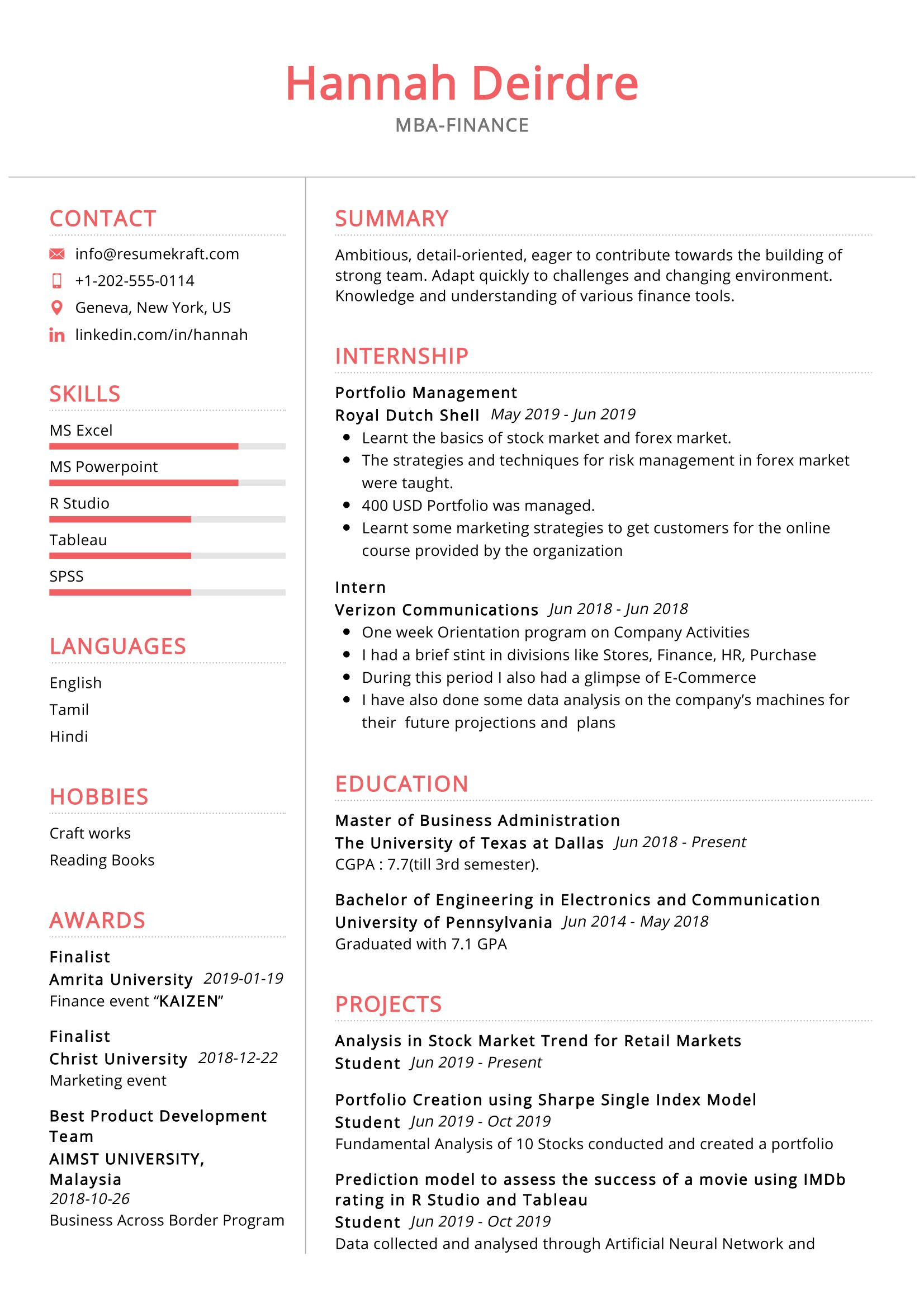 Sample Resume for Freshers Mba Finance and Marketing Mba Finance Resume Sample 2021 Writing Tips – Resumekraft