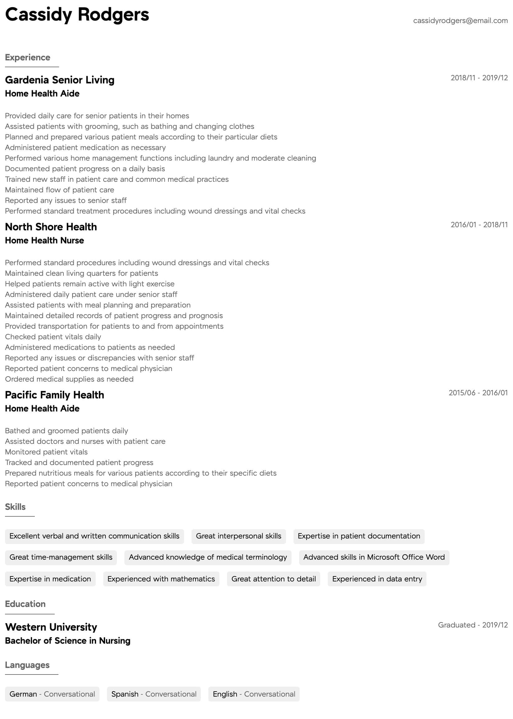 Sample Resume for Home Care Nurse Home Health Aide Resume Samples All Experience Levels Resume …