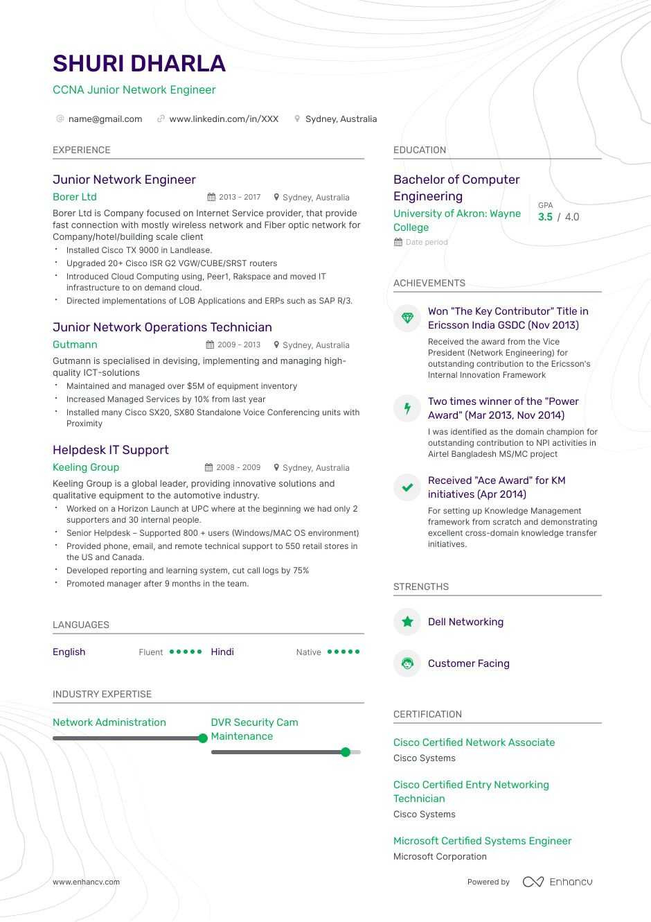 Sample Resume for Network Engineer Fresher Entry Level Network Engineer Resume Example [lancarrezekiq Template & Guide]