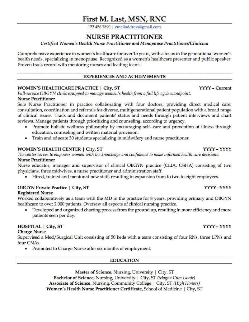 Sample Resume for New Graduate Nurse Practitioner Nurse Practitioner Resume Sample Professional Resume Examples …