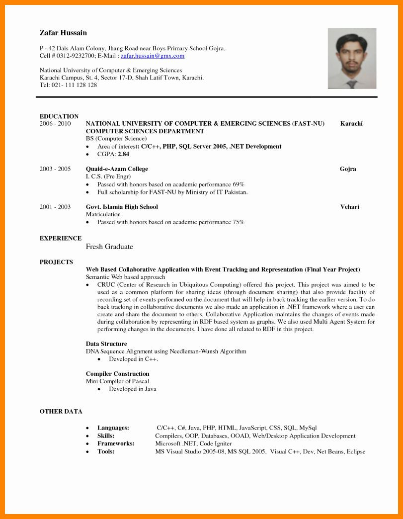 Sample Resume for Newly Graduated Student Entry Level Computer Science Resume Elegant 8 Cv Sample for Fresh …