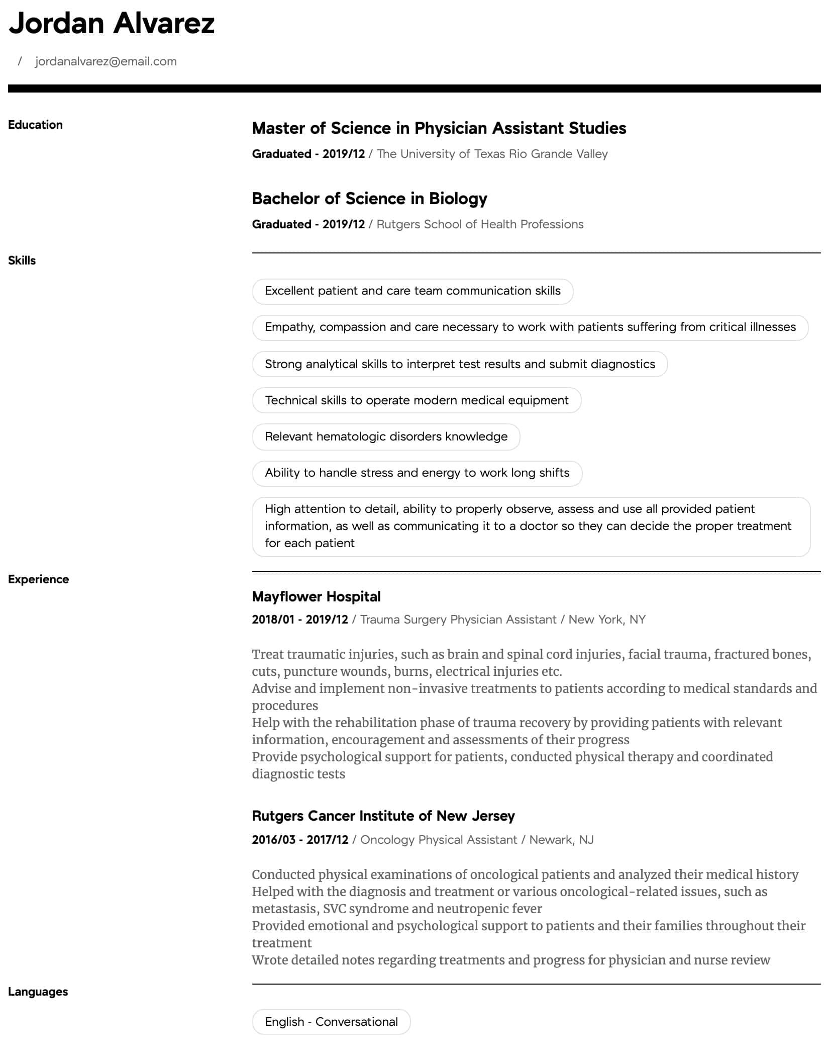 Sample Resume for Physician assistant School Physician assistant Resume Samples All Experience Levels …