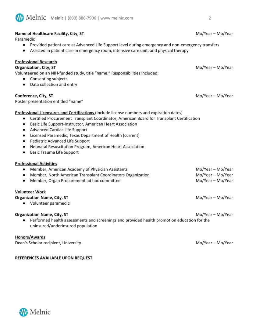 Sample Resume for Physician assistant School Sample Pa Resume Download & Write Melnic Pa Resources