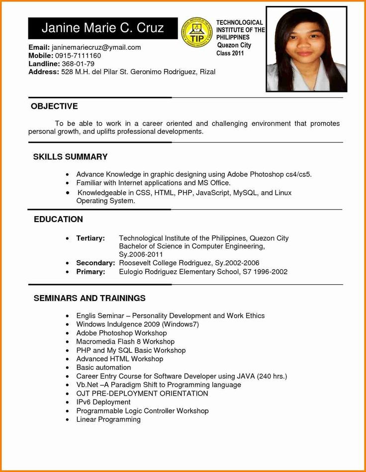 Sample Resume for Teaching Position Philippines Resume Sample format In Philippines Valid 6 Example