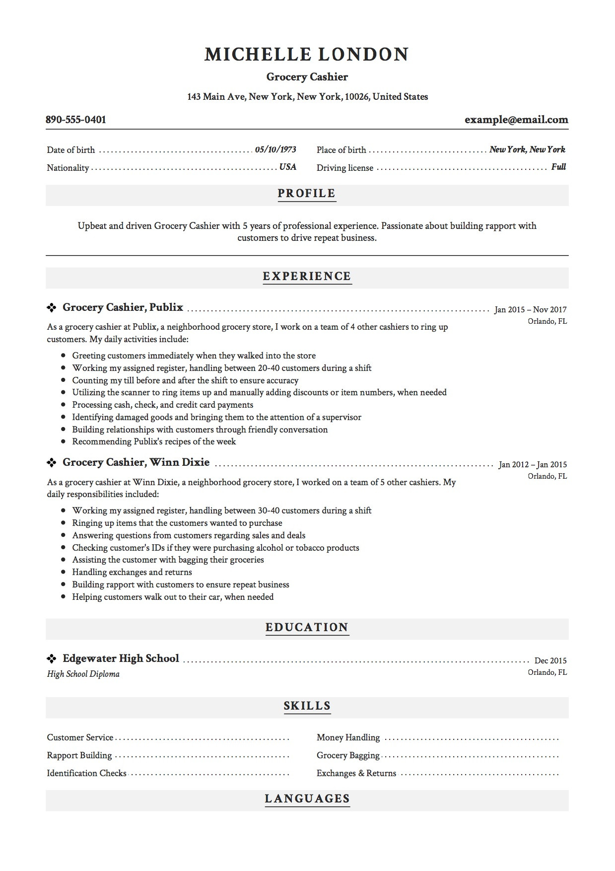 Sample Resume Objective for Cashier Position Cashier Resume Samples October 2021