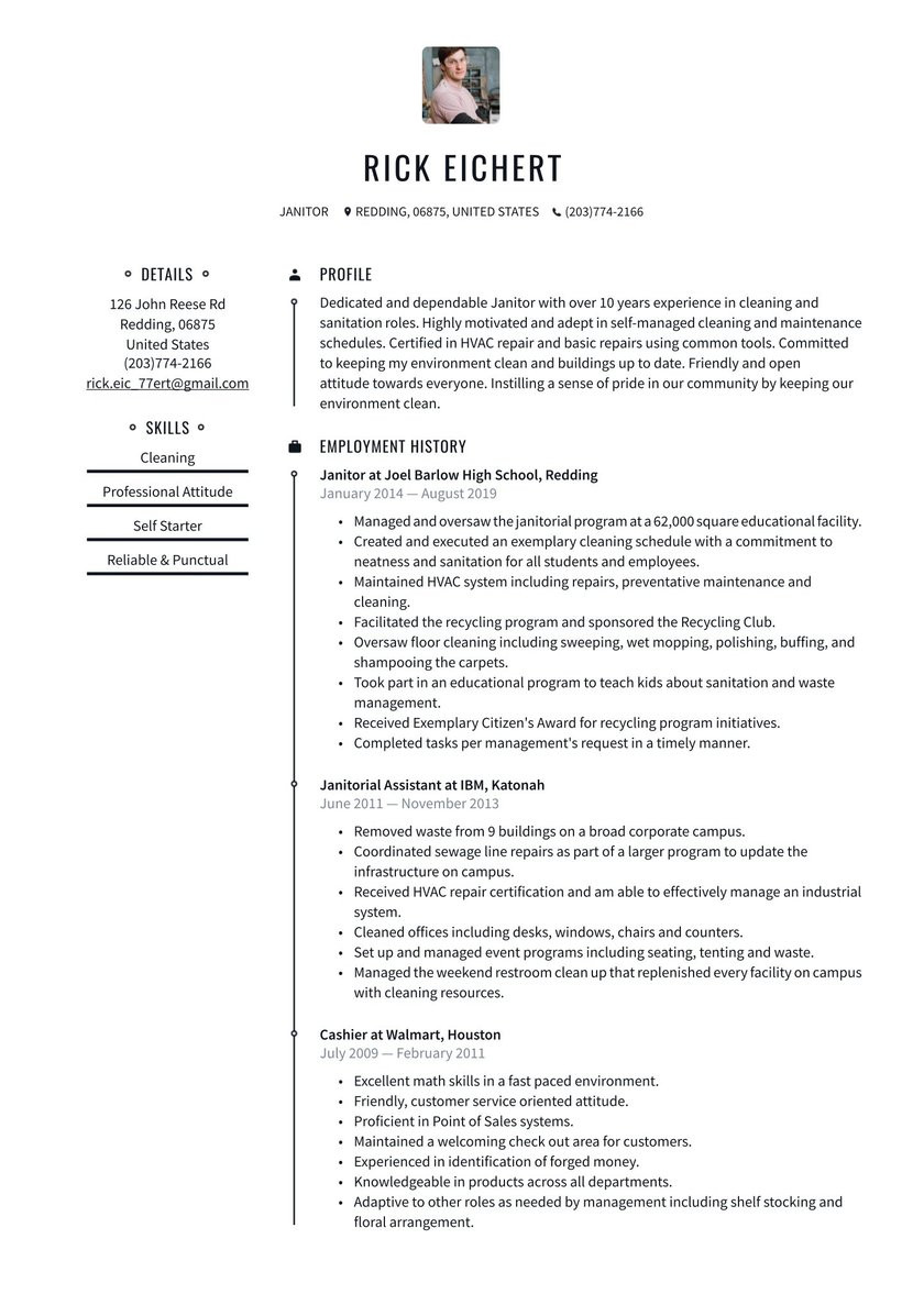 Sample Resume Objective for Janitorial Position Janitor Resume Examples & Writing Tips 2021 (free Guide) Â· Resume.io