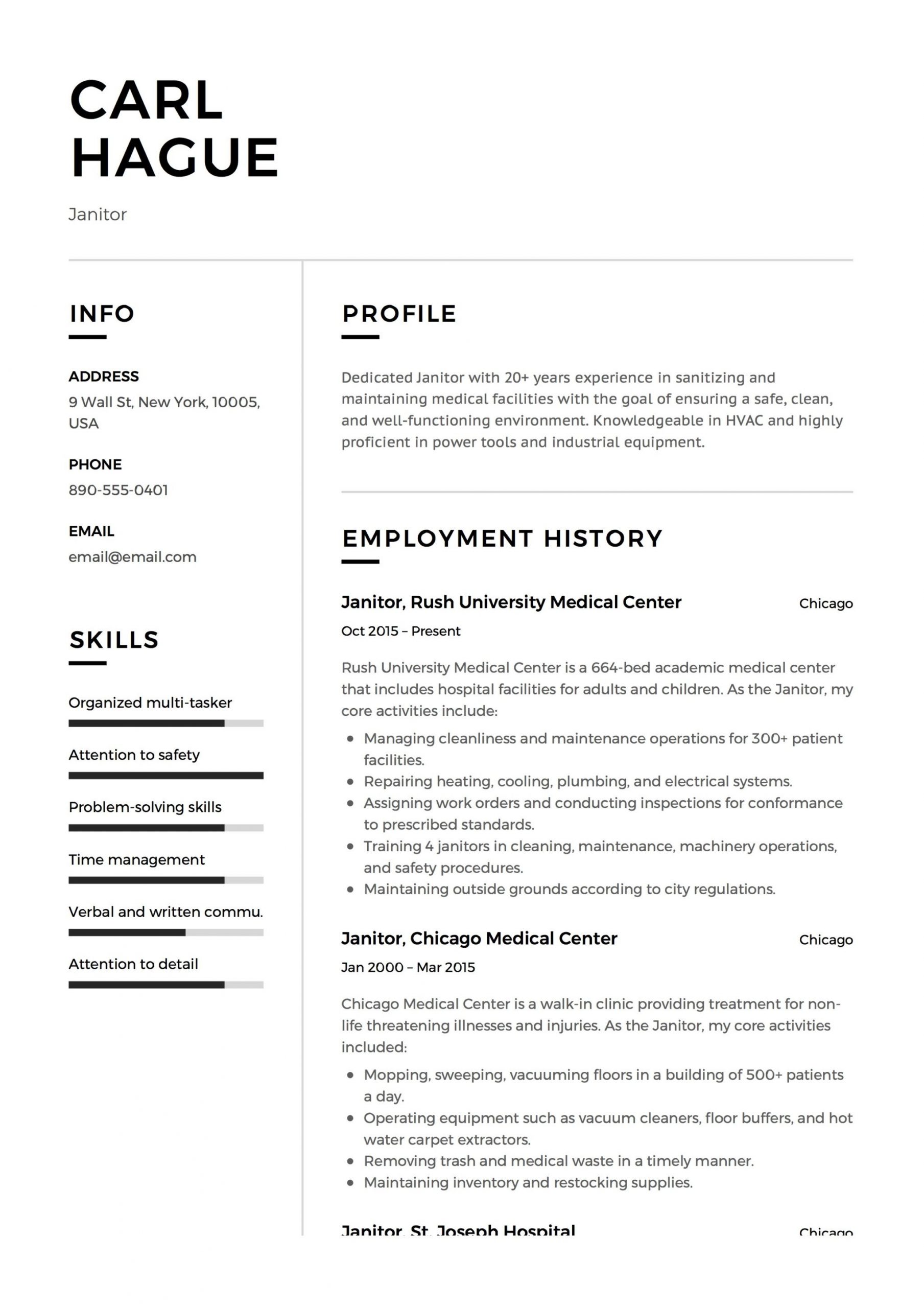 Sample Resume Objective for Janitorial Position Janitor Resume October 2021