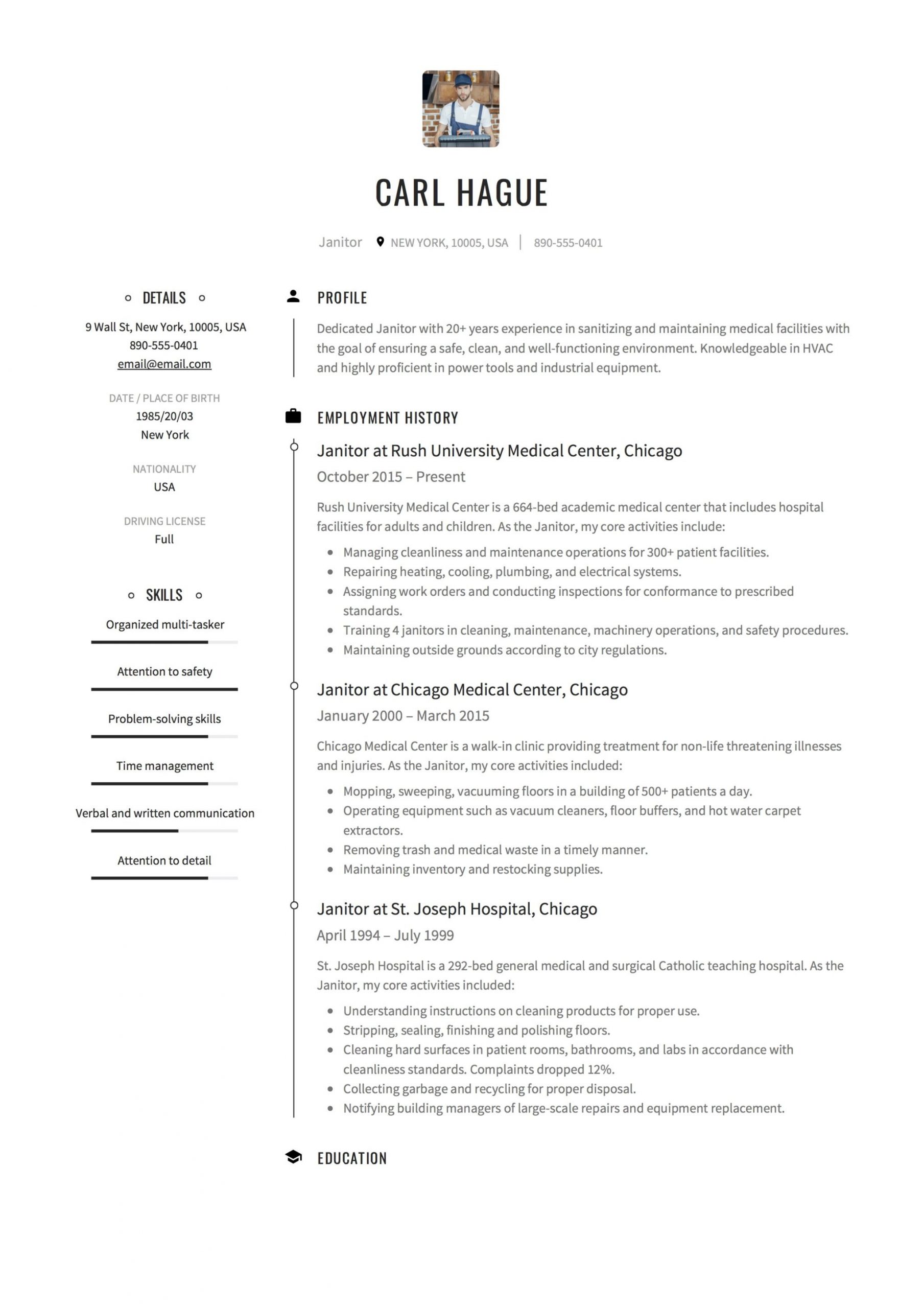 Sample Resume Objective for Janitorial Position Janitor Resume & Writing Guide 12 Examples Pdf 2021