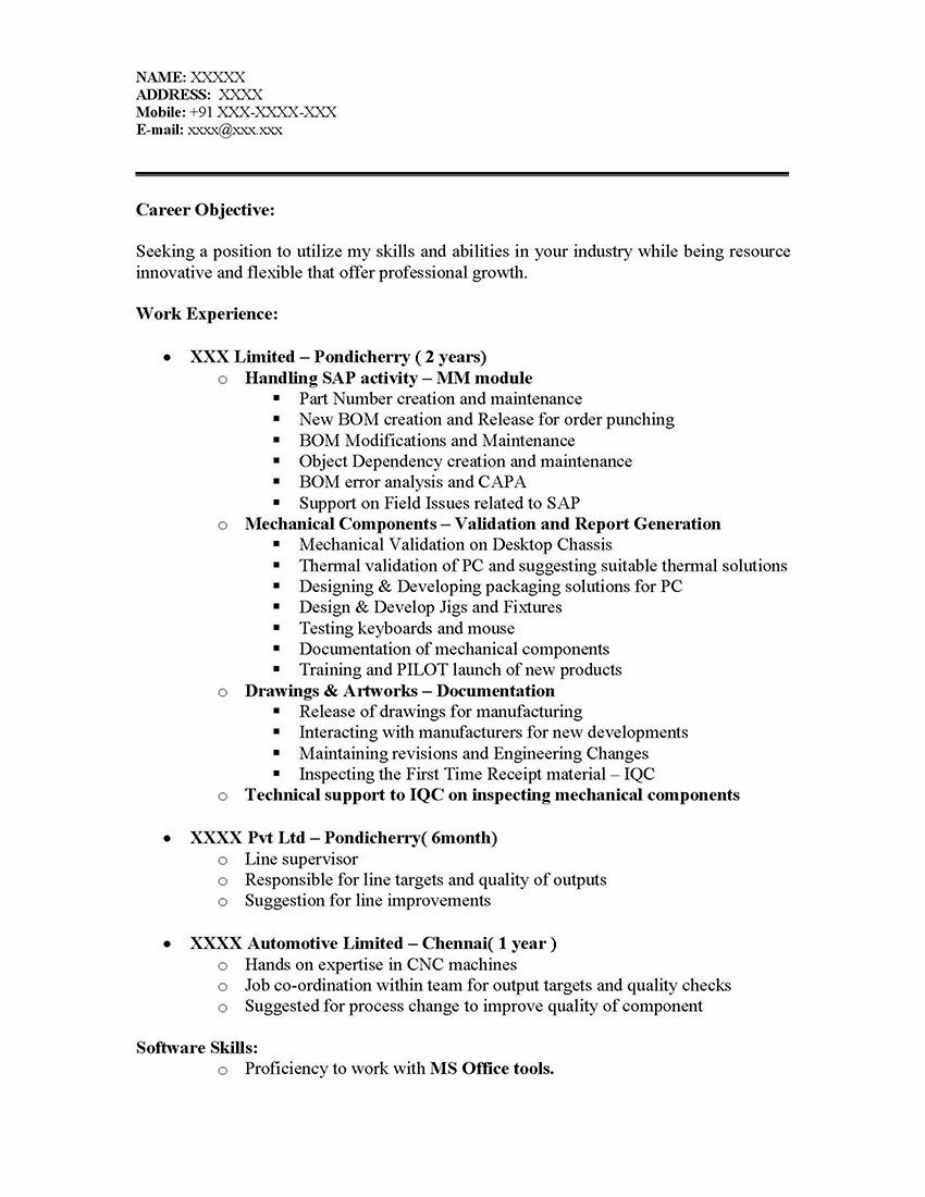 Sap Mm Sample Resume 3 Years Experience Sap Mm Materials Management Sample Resume 3 06 Years