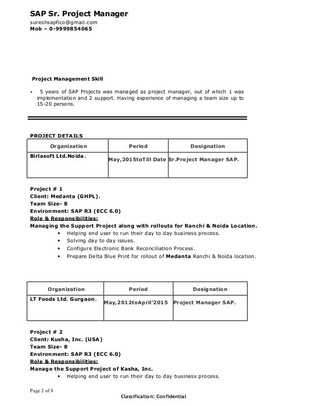 Sap Project Manager Resume Sample Doc Suresh Sap Project Manager Resume