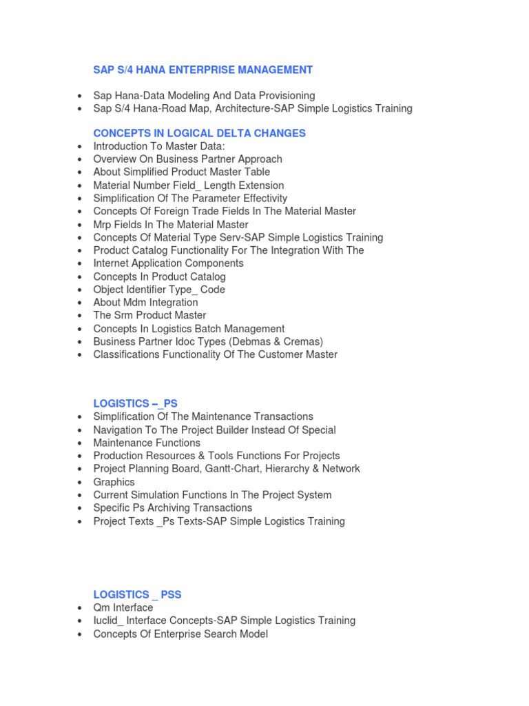 Sap S4 Hana Simple Logistics Sample Resume S4 Hana Simple Logistics 1709 Sap Se
