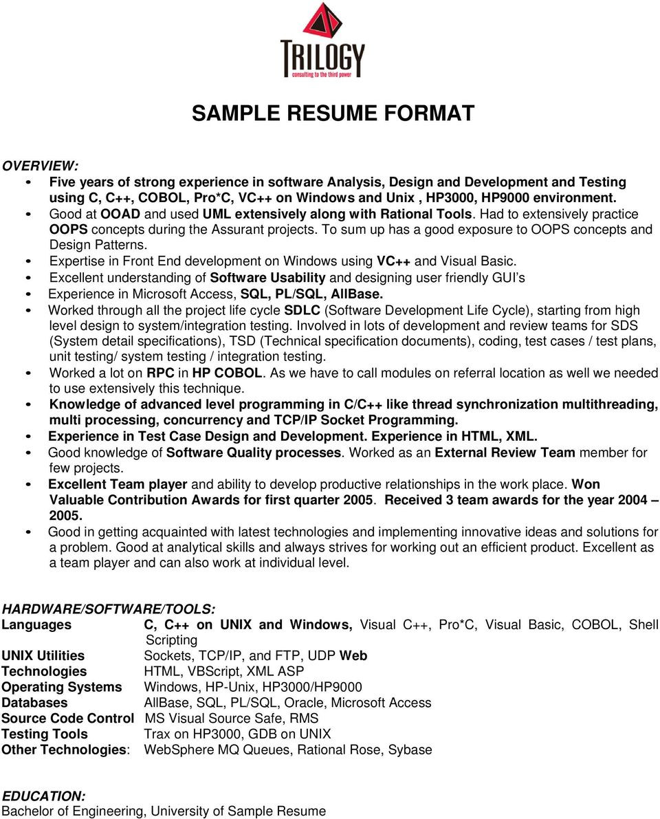 Websphere Application Server Experience Sample Resumes Doc format Sample Resume format – Pdf Free Download