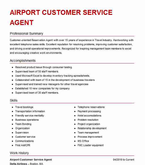 Airport Customer Service Agent Resume Sample Airport Customer Service Agent Resume Example Delta