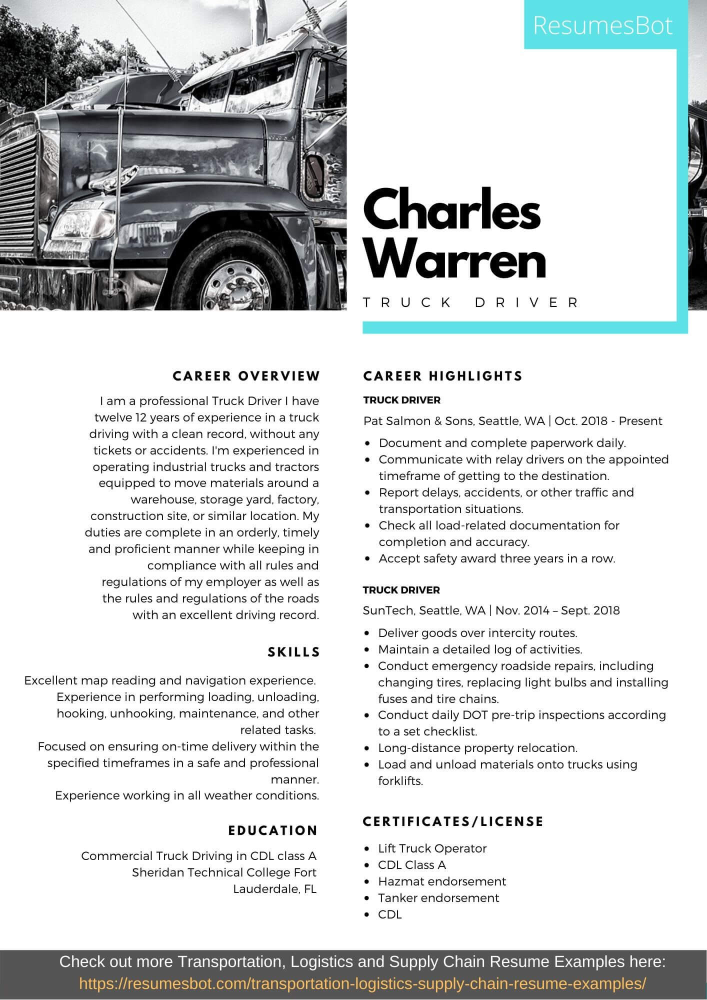 Cdl Class A Truck Driver Resume Sample Truck Driver Resume Samples and Tips [pdflancarrezekiqdoc] Resumes Bot